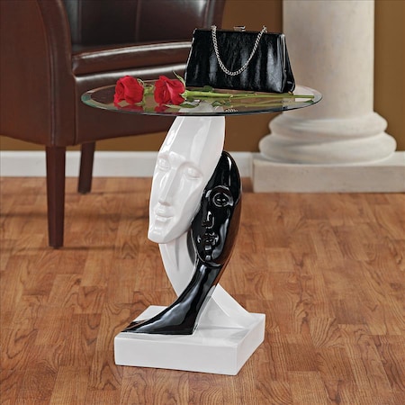 Lovers In Black And White Sculptural Glass-Topped Table